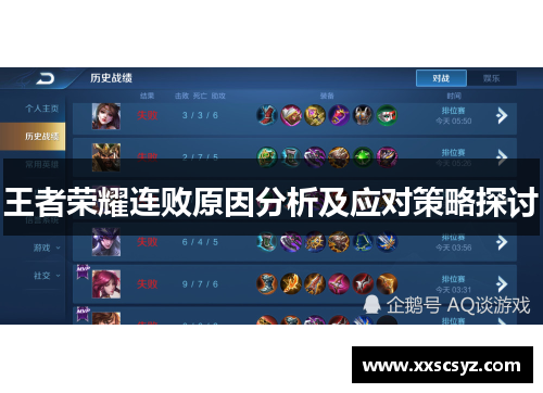 王者荣耀连败原因分析及应对策略探讨