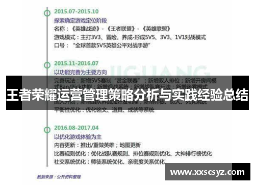 王者荣耀运营管理策略分析与实践经验总结